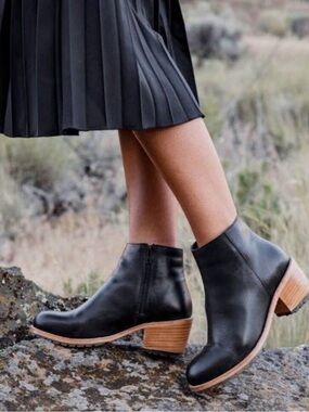 Patina Black Leather Ankle Booties